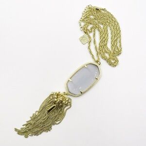 Kendra Scott Rayne Gold Long Pendant Necklace in Slate